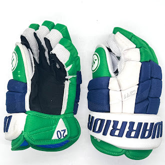 Warrior Covert QR1 Pro – Gant Pro d'occasion de la LNH – Sebastian Aho (bleu/vert/blanc)